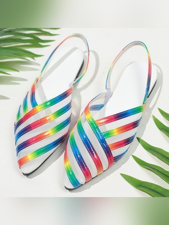 Just Jen Shoes - Women's Rainbow Strappy Slingback Flat Sandals